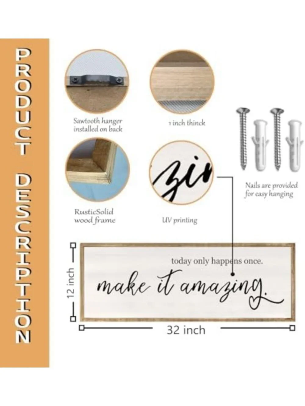 Today Only Happens Once Make It Amazing Wall Art - 32x12 Wood Decor Piece